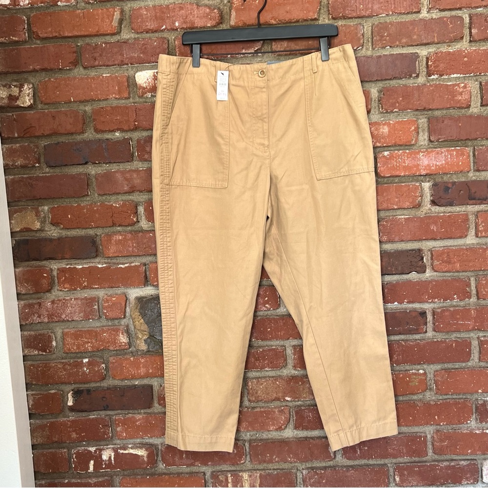 Talbots NWT Women Slim Cargo Pant Tan Size 16 Petite‎ Ankle Length travel